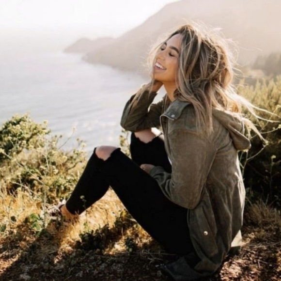 Zara Jackets & Blazers - Zara trf anorak suede olive military jacket XS